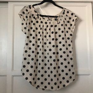 M White/black polka dot Lauren Conrad blouse